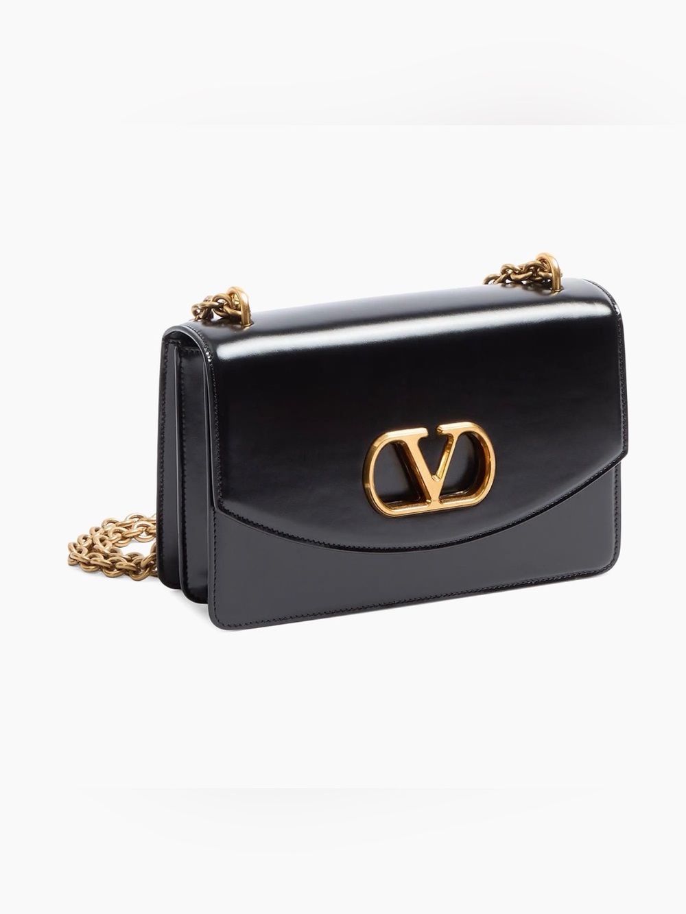 Valentino Garavani Black Leather VLogo Chain Crossbody